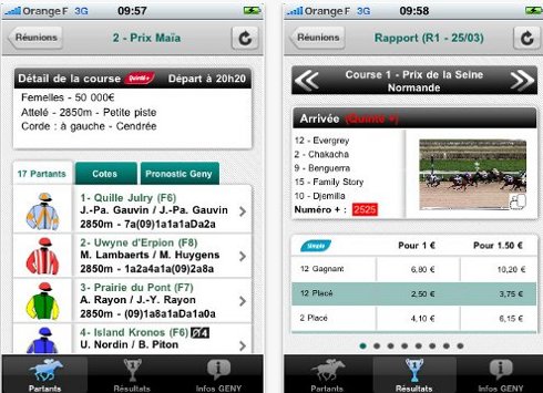 Appli Genybet pour iPhone