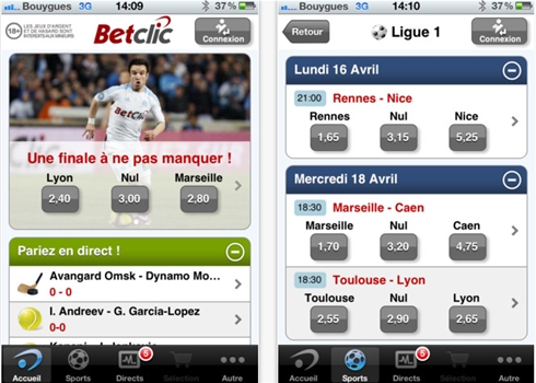 écran appli iPhone Betclic Turf