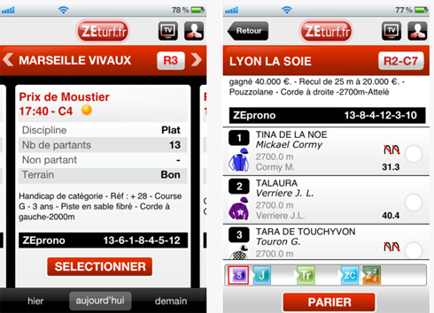 Appli Zeturf pour iPhone