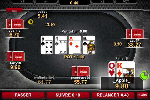 application iphone de winamax poker