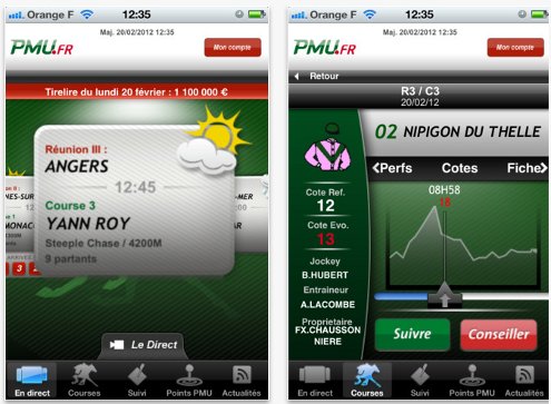 application iphone du site pmu.fr